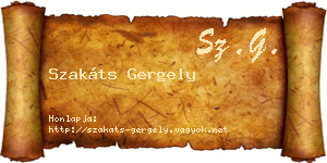 Szakáts Gergely névjegykártya